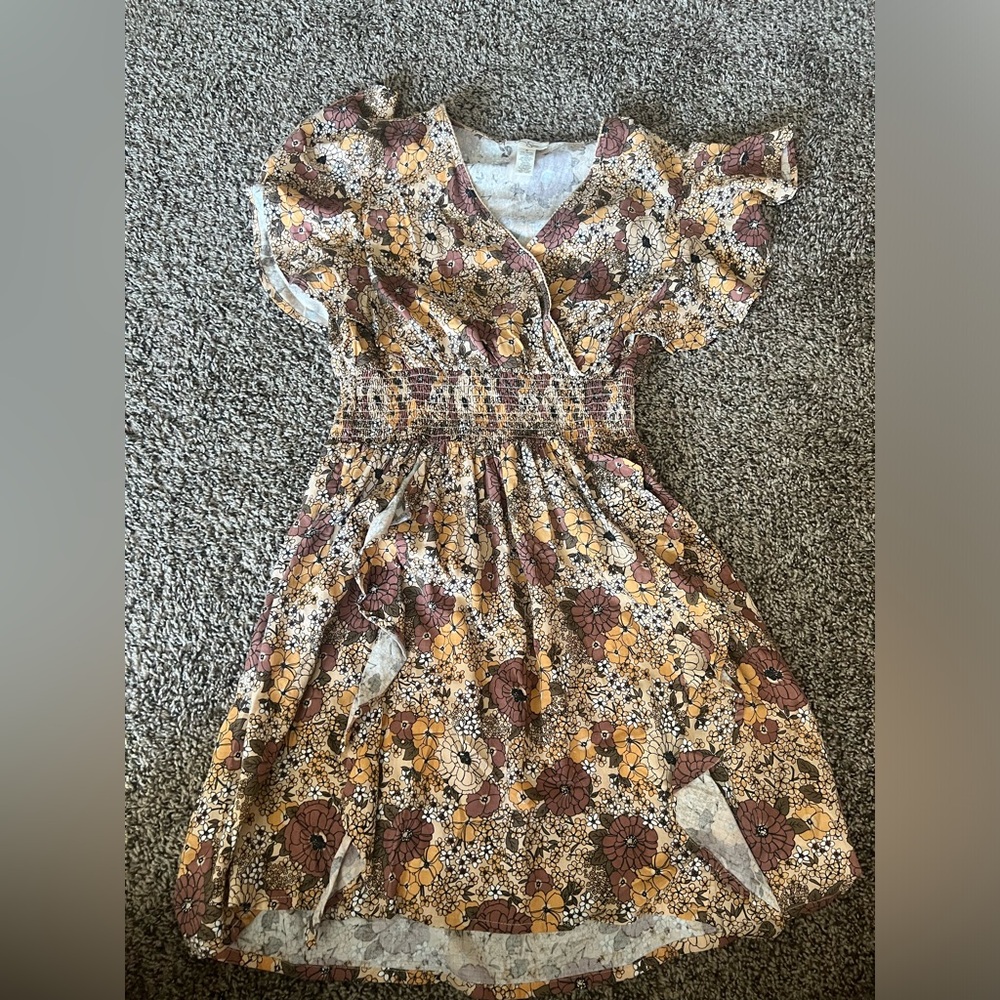 Jessica Simpson Women’s Harmony Tiered Floral Orange  Dress Small